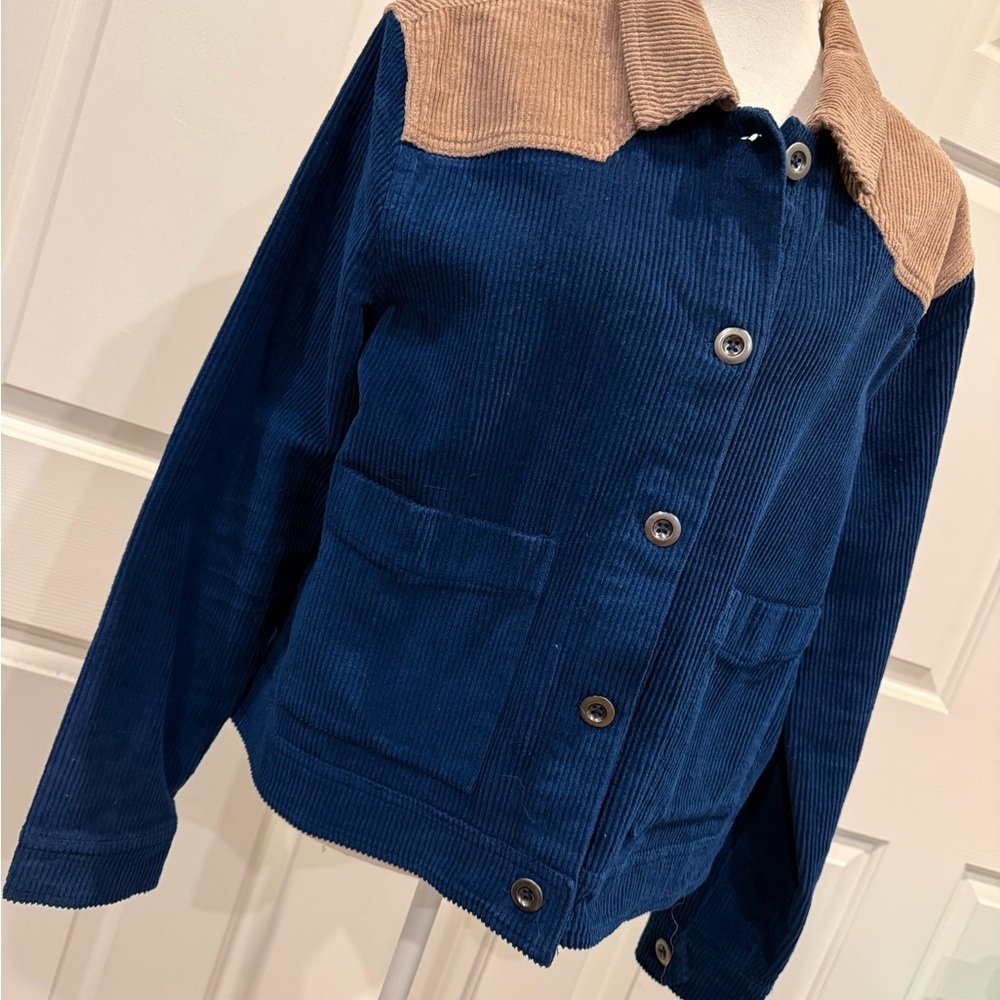 Idyllwind by Miranda Lambert Corduroy Western Jacket Blue Tan Colorblock Medium - Picture 5 of 8
